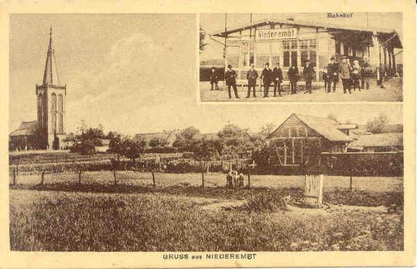 Der ehemalige Bahnhof von Niederembt um 1912 *)